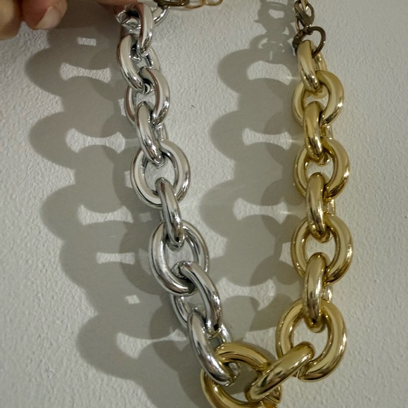 Two-Tone Chunky Chain Necklace - Gold & Silver - Picture 3 of 4